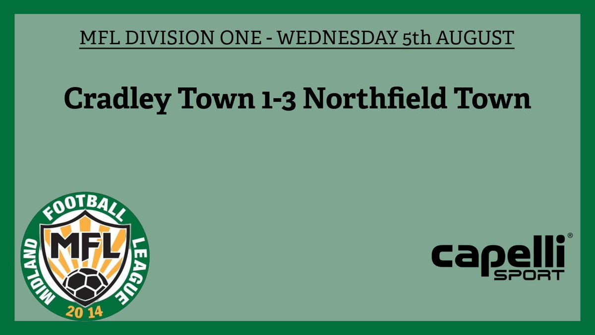 MidlandLeague's tweet photo. RESULTS: Action from around the grounds on Wednesday night saw @NorthfieldTown go two from two, @PagetRangers get their first win on the board and @LaneHeadFC1 with an impressive performance against heavyweights @WalsallWoodFC!

We’ll have the tables from Step 5 and 6, plus the Goal of the Week award from the weekend to go through tomorrow.

Sleep tight, folks!

#MFL @capellisport