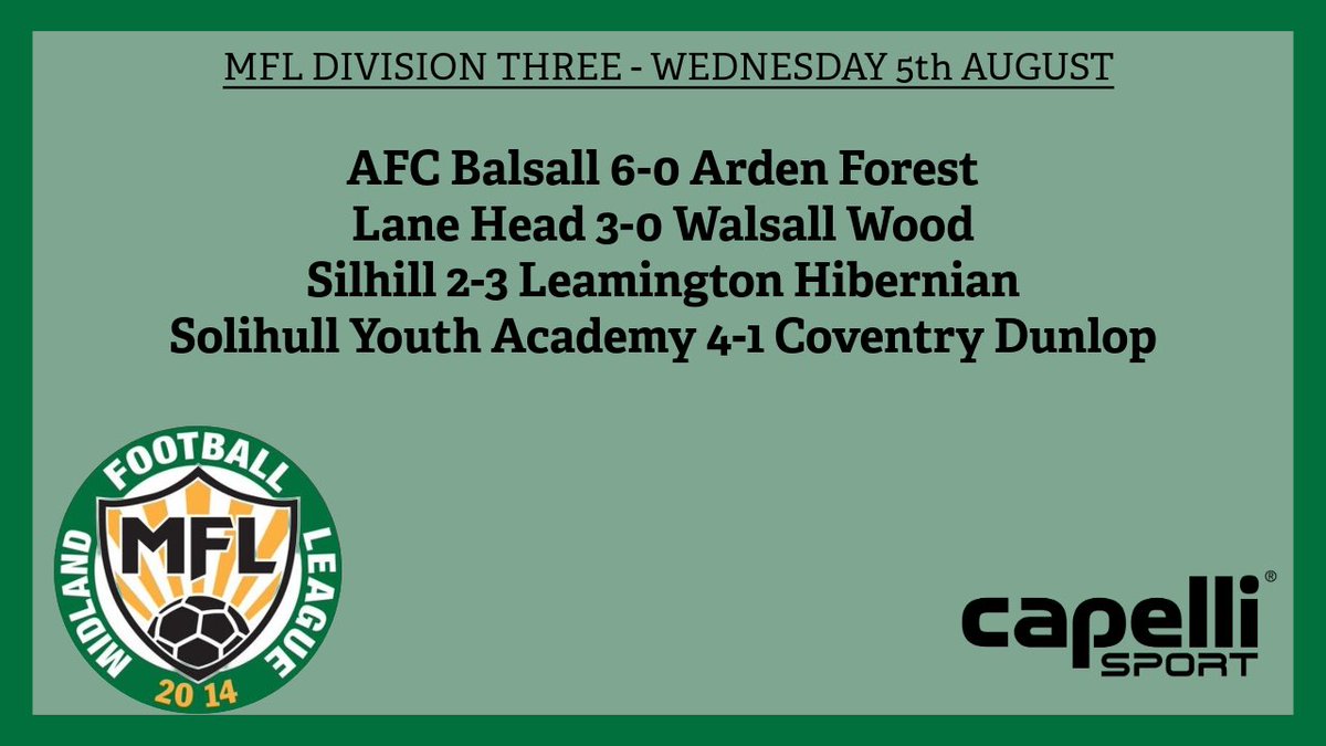 MidlandLeague's tweet photo. RESULTS: Action from around the grounds on Wednesday night saw @NorthfieldTown go two from two, @PagetRangers get their first win on the board and @LaneHeadFC1 with an impressive performance against heavyweights @WalsallWoodFC!

We’ll have the tables from Step 5 and 6, plus the Goal of the Week award from the weekend to go through tomorrow.

Sleep tight, folks!

#MFL @capellisport