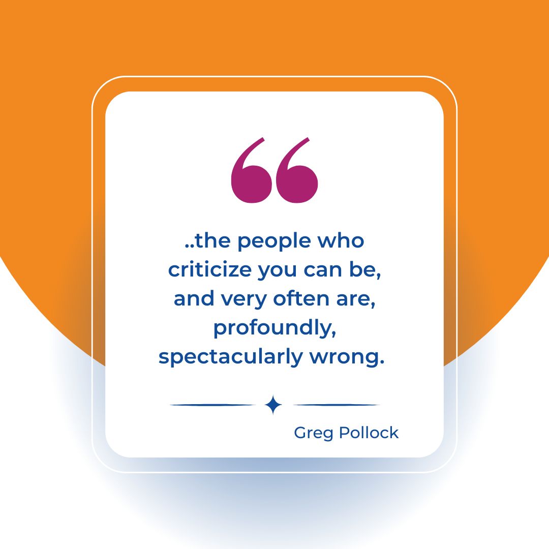BenderAcademy's tweet photo. In his LinkedIn article, "Guys Like Sam: Why They're Wrong About You," Greg shares why you shouldn't give power to the Sams. #SlaughterStigma #NotAshamed #BeCurious
Image: "..the people who criticize you can be, and very often are, profoundly, spectacularly wrong." - Greg Pollock https://t.co/09UyjQqpRG