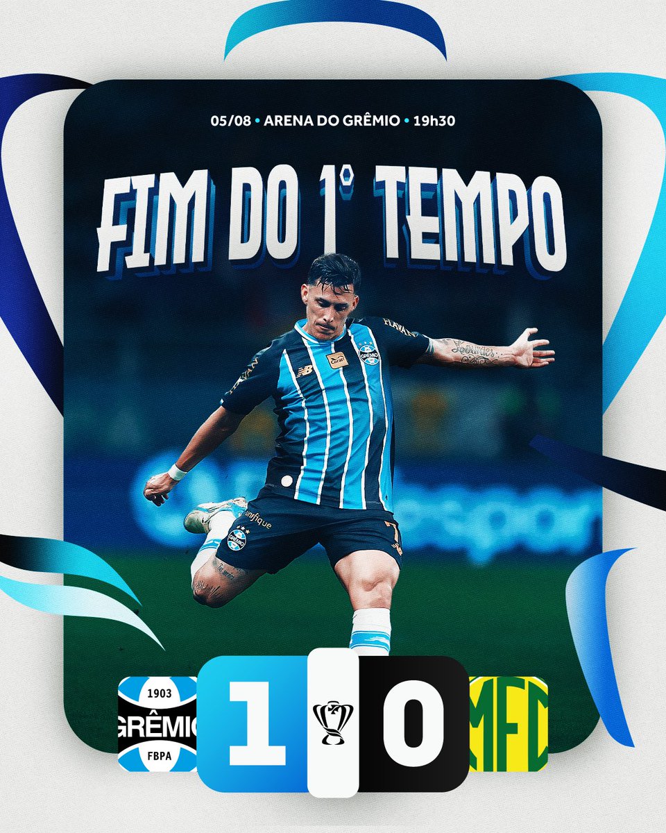 Gremio's tweet photo. ⏸️ Fim do primeiro tempo:
#Grêmio 1x0 Mirassol
🇪🇪 #GRExMFC #CopaDoBrasil2026 🇪🇪 ⭐️⭐️⭐️⭐️⭐️ https://t.co/rP6prKREWe