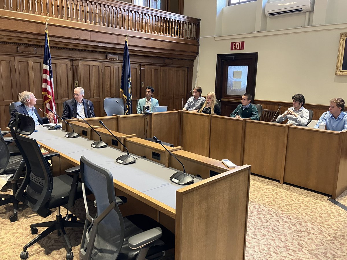 LiveFreeandLead's tweet photo. Our students received an informative and engaging presentation from Secretary of State David Scanlan, former Congressman Charlie Bass, and former Ambassador Richard Swett on the work of the Democracy Defense Project in promoting election security and trust in the Granite State! https://t.co/OmlivXbGzO