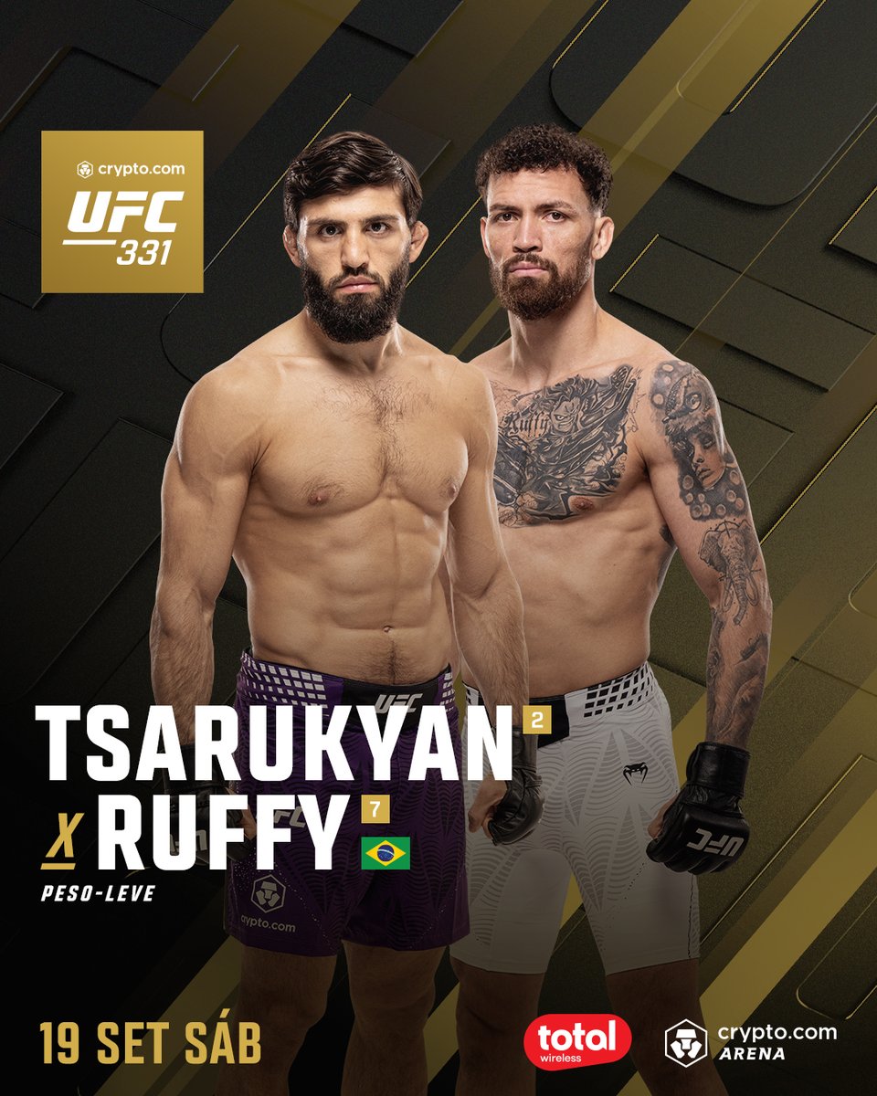 UFCBrasil's tweet photo. Luta confirmada para dia 19 de setembro! 🚨

Arman Tsarukyan e Maurício Ruffy medem forças em CINCO ROUNDS na luta co-principal do #CryptoCom #UFC331! 🔥 

Quem vai levar a melhor? 

[ Assista ao vivo SOMENTE no @ParamountPlusBR ] https://t.co/5MH1Cplite
