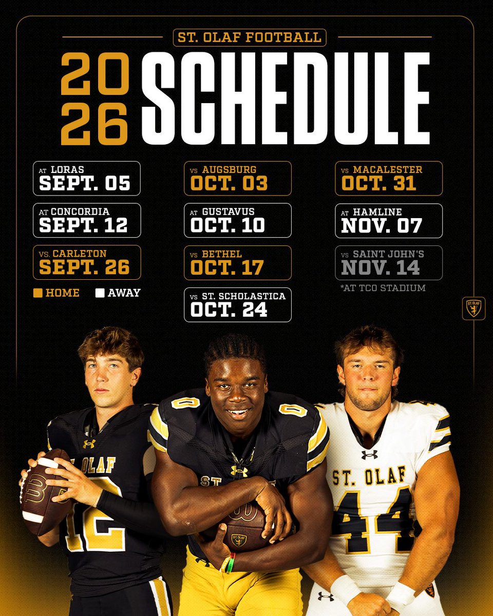 StOlafAthletics's tweet photo. 𝐀𝐫𝐞 𝐲𝐨𝐮 𝐫𝐞𝐚𝐝𝐲?

Another season of @StOlafFB is one month away!

📅: https://t.co/y3FxZKNhGV

#UmYahYah | #BuildingChampions | #d3fb https://t.co/qCwSwWnNIh