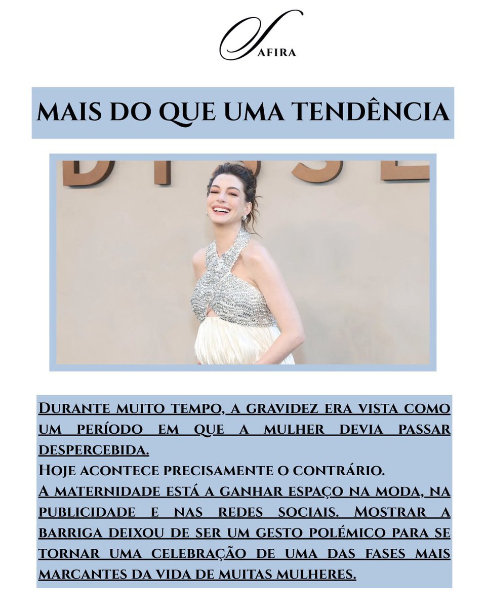 RevistaSafira's tweet photo. A gravidez já não se esconde. Celebra-se. 

De Rihanna a Anne Hathaway, passando por Barbara Palvin e Malu Borges, estão a redefinir a forma como olhamos para esta fase da vida.

Leia o artigo completo em https://t.co/XdZBb4ZP18

#maternidadeatípica #moda #celebridades #gravidez https://t.co/fPWFJv92gn