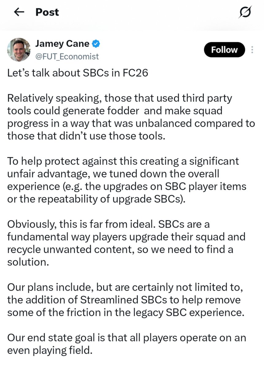 SSCNapoliNI's tweet photo. "Our end state goal is that all players operate on an even playing field." @EASPORTSFC are doing away with FIFA points 😂 Thanks @FUT_Economist . Really appreciate it :) https://t.co/4B1iONCOwm