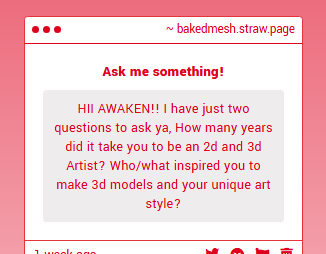 BunyBaker's tweet photo. 1. IT TOOK ME LIKE UM . 2 years for modeling i guess if i dont include a 1 year break i took and for art maybee 1 year and a half ? FOR MY MODELS an old friend inspired me and for my art its a collection of ppl 

2. HI BUD its been a while if it is you https://t.co/wfbC9GgLNS