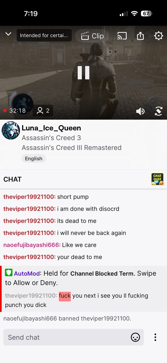 Luna_Ice_Queen's tweet photo. I just wanna put a reminder that it has been brought to my attention that somebody named the viper199021100 has been not only making multiple discord accounts under the name, Johnny boy and Jonathan, but he has also been calling my moderator names putting out where I live https://t.co/ip0NS1vR8x