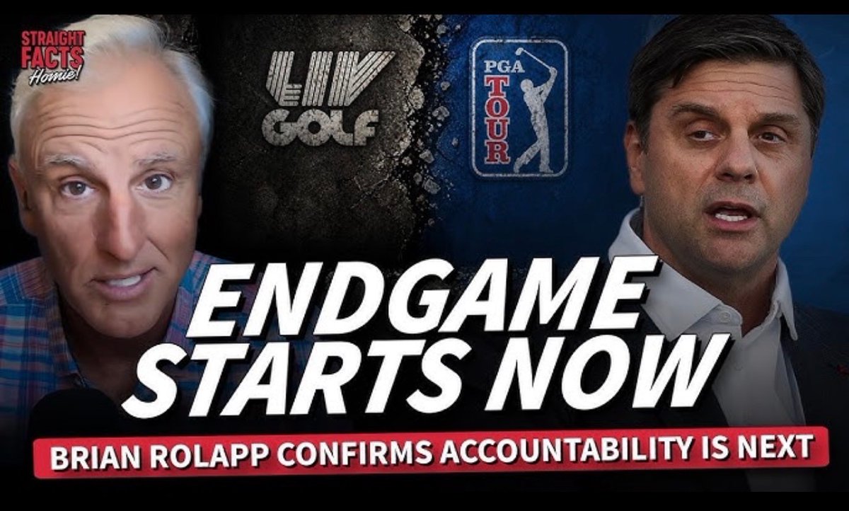 JeffSmithGolf's tweet photo. Remember when Trey Wingo was cocksure giddy at the idea of PGA TOUR CEO Brian Rolapp conducting struggle sessions for LIV returnees — as the league was ending (“take it to the bank”)? 
Oops. 🤕 That’s the danger of confusing wishcasting with straight facts, homie! 🤡 https://t.co/DlD7pm7HD3