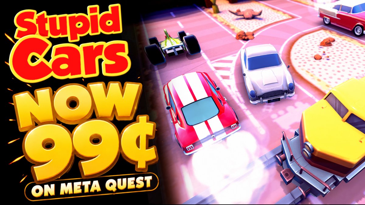 gimbalstudioaus's tweet photo. Stupid Cars on Meta Quest is still only 99¢.
Hurry before we come to our senses.
Get it here: https://t.co/dRKpBsUjBZ
#MetaQuest #VRGaming https://t.co/LPrmBdHSKq