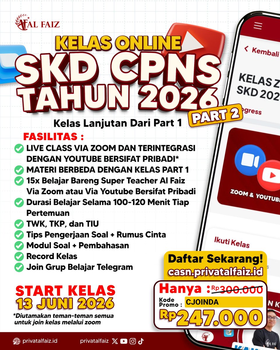alterego_naa's tweet photo. PEJUANG SEKDIN 2026 MERAPAT!!

REKOMENDASI BIMBEL DAN TRYOUT SKD 2026 https://t.co/MCnKgWGZAJ