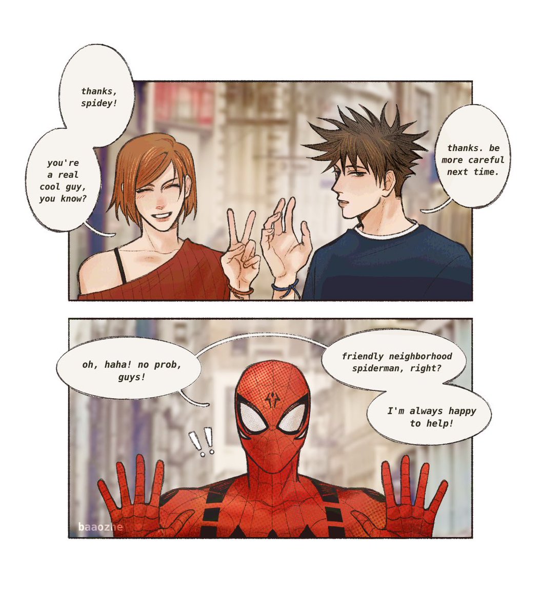 baaozhe's tweet photo. should've banned me from the new spiderman movie because now you all get this wonderful thing

#spiderman #itadoriyuji https://t.co/TsR6H5MGbr