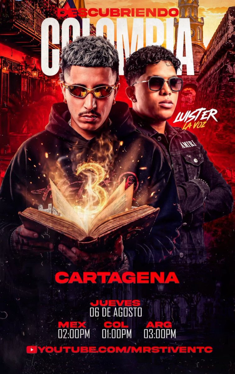 Bruce_Clips's tweet photo. DESCUBRIENDO CARTAGENA CON LUISTER LA VOZ 🐐

📅 JUEVES 06 DE DE AGOSTO
🇲🇽 2:00PM 
🇨🇴 1:00 PM
🇦🇷 3:00PM

en vivo por el canal de https://t.co/pzBxbGmerf https://t.co/jx7yQNpKpW