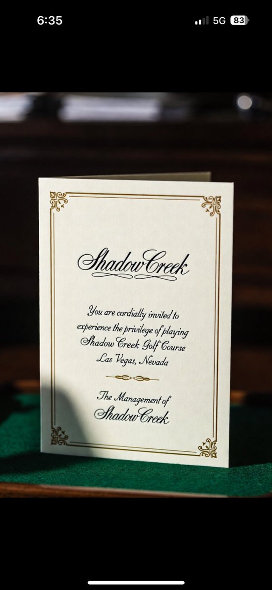 PartNinetyOne's tweet photo. @MichaelGJarvie Figure out the next major industry conference the prospect will be at or likely to attend (9 out of 10 times it’s Vegas)- Open up a credit line with MGM- request a tee time at Shadow Creek from concierge- mail this invite to prospect w/ personal note and your phone# https://t.co/OaTRw8HdrT