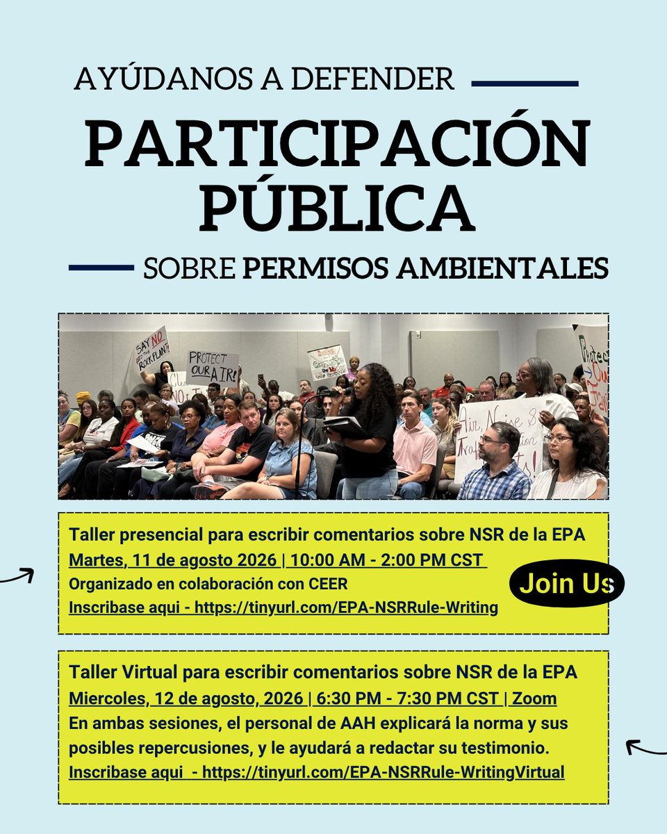 airallianceHOU's tweet photo. Para ayudar a los miembros de la comunidad a entender lo que está en juego y a presentar comentarios efectivos, Air Alliance Houston está organizando dos talleres para escribir comentarios. https://t.co/PmDTWuhFwS