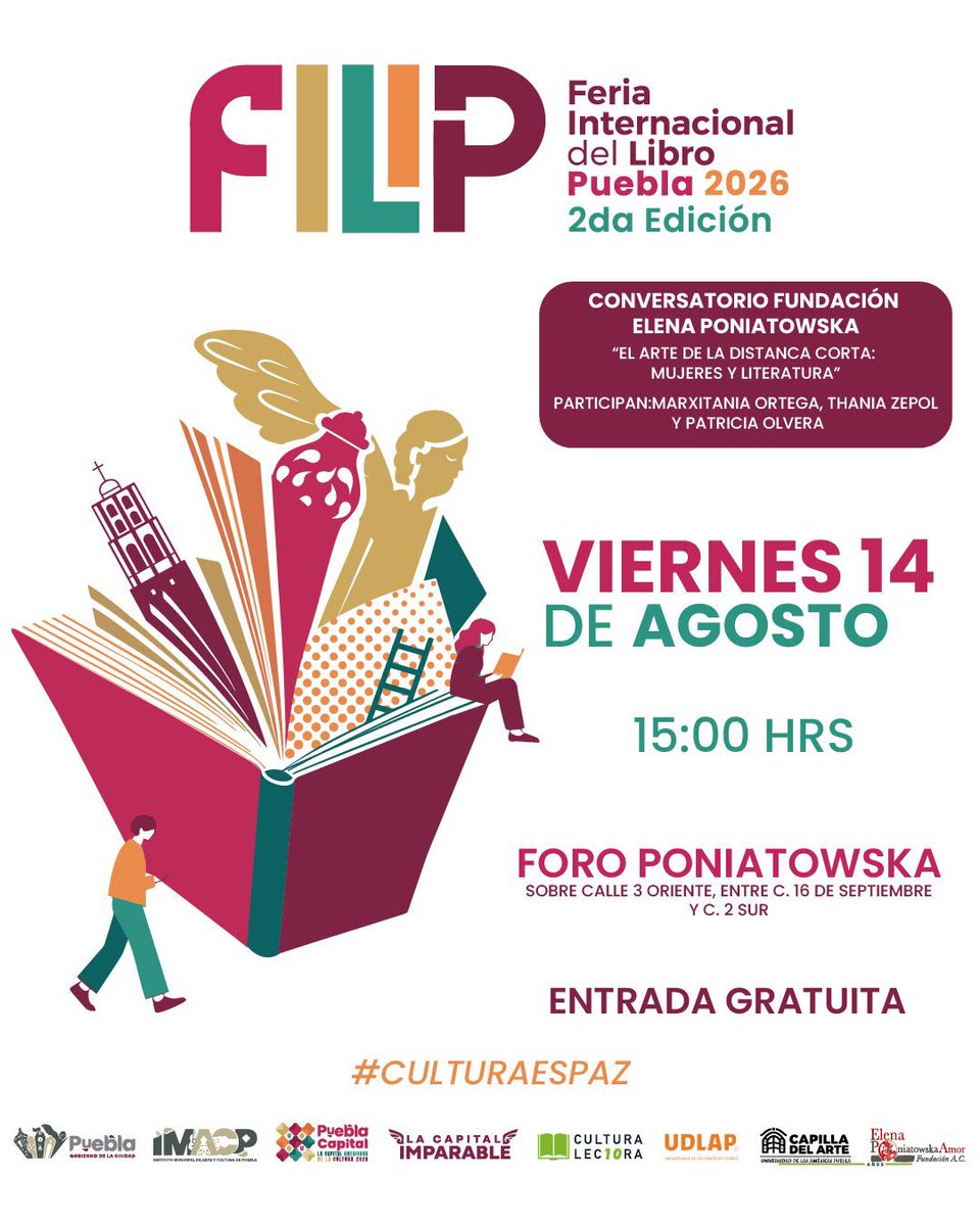 IMACP's tweet photo. 📖 | Benito Taibo, Xavier Velasco, Fátima Salinas y Ame Trejo en #PueblaCapitalAmericanaDeLaCultura2026. 🤩📚

Historias, risas, preguntas y dedicatorias en #PueblaCapitalAmericanaDeLaCultura2026.☁️

🗓️ 14 de Agosto.
📍Foro Poniatowska. https://t.co/79w4apdzqH