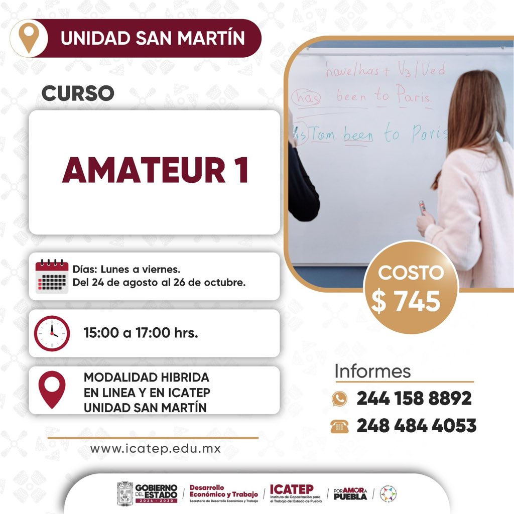 SICOMSanMartin's tweet photo. 👩🏻🏫 Cursos #ICATEP Amateur 1
#PorAmorAPuebla
#PensarEnGrande
#GobiernoDePuebla
#PorAmorATexmelucan https://t.co/3lUB3jsQWw