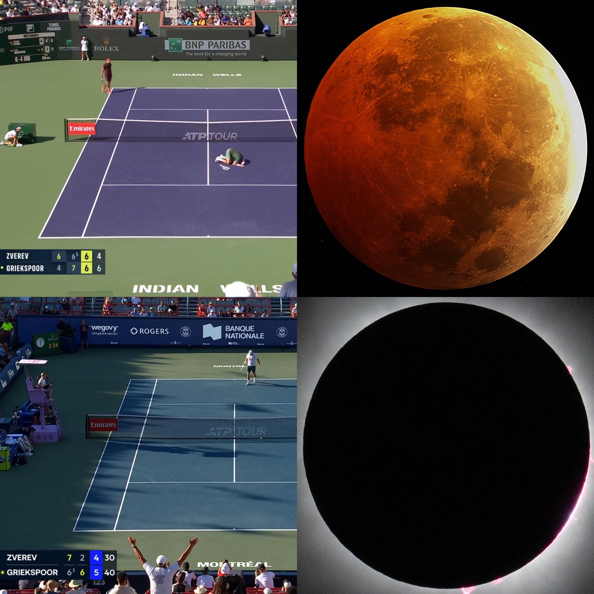 BastienFachan's tweet photo. March 14, 2025 - Total lunar eclipse

👉 Exactly seven days prior, Tallon Griekspoor
defeats Alexander Zverev in R64 of a Masters 1000

August 12, 2026 - Total solar eclipse

👉 Exactly seven days prior, Tallon Griekspoor
defeats Alexander Zverev in R64 of a Masters 1000 https://t.co/w3TdkES9m0