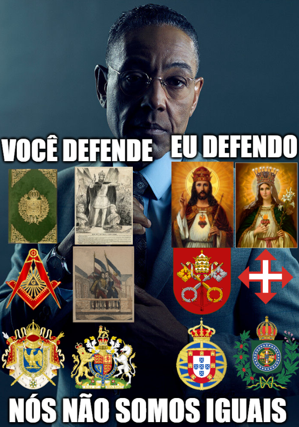 dantepcvb's tweet photo. Postagem direcionado aos pseudomonarquistas (liberais que defendem regimes maçônicos constitucionais/parlamentares) e passadistas (aqueles que não param de chorar pelo Antigo Império Liberal). 
P.S.: Os brasões de Portugal e dos Bragança são para exaltar a união luso-brasileira. https://t.co/Tb9222mTbz
