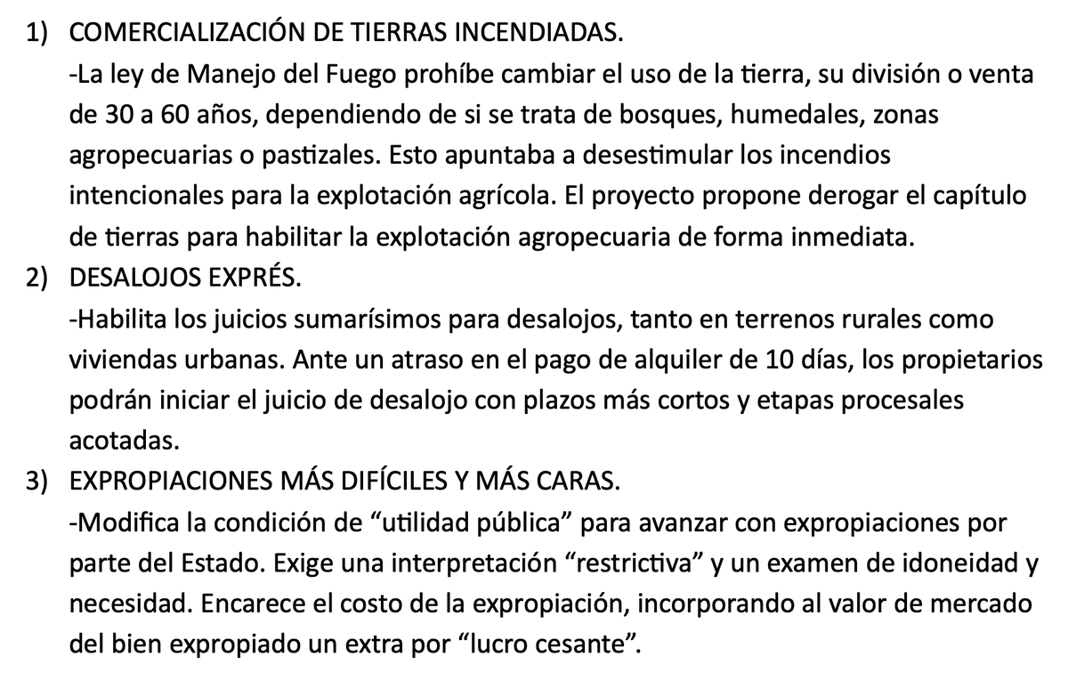 NicolasFioren's tweet photo. Si quieren saber por qué este jueves hay que marchar igual, aunque el Gobierno haya perdido la batalla por la Ley de Tierras, es porque en el proyecto de Sturzenegger todavía queda todo esto. 

Sí, hice un cuadrito en word ultra vintage. https://t.co/8ZtSVoWRcq