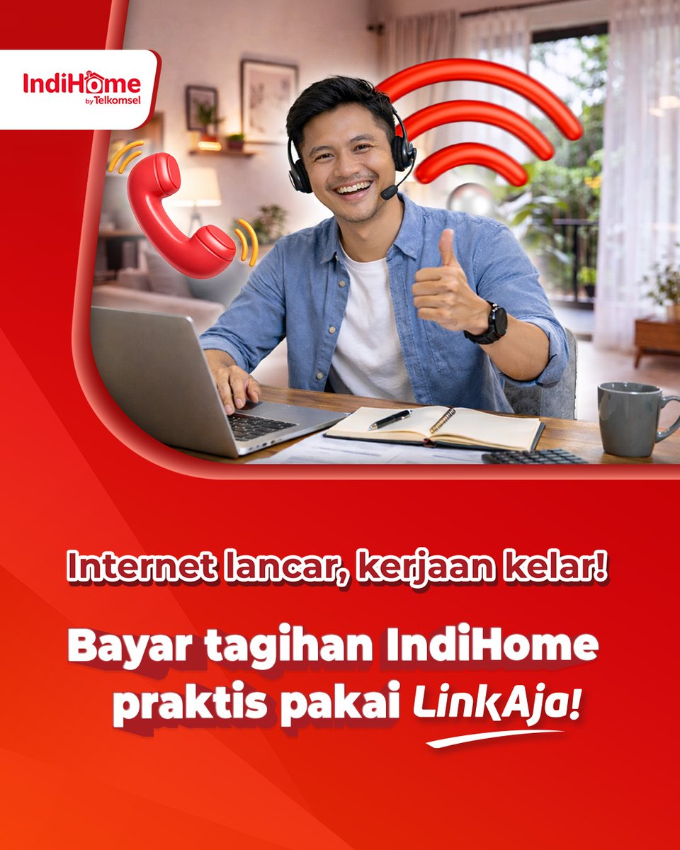 linkaja's tweet photo. Bayar tagihan IndiHome di LinkAja.
Kerjaan dan internetan #SemuaBeres.

Cek informasi lainnya di tautan berikut https://t.co/kgFAsqDbEH

Customer Service: https://t.co/WVrOoo35o0 https://t.co/8enYQ9JL93