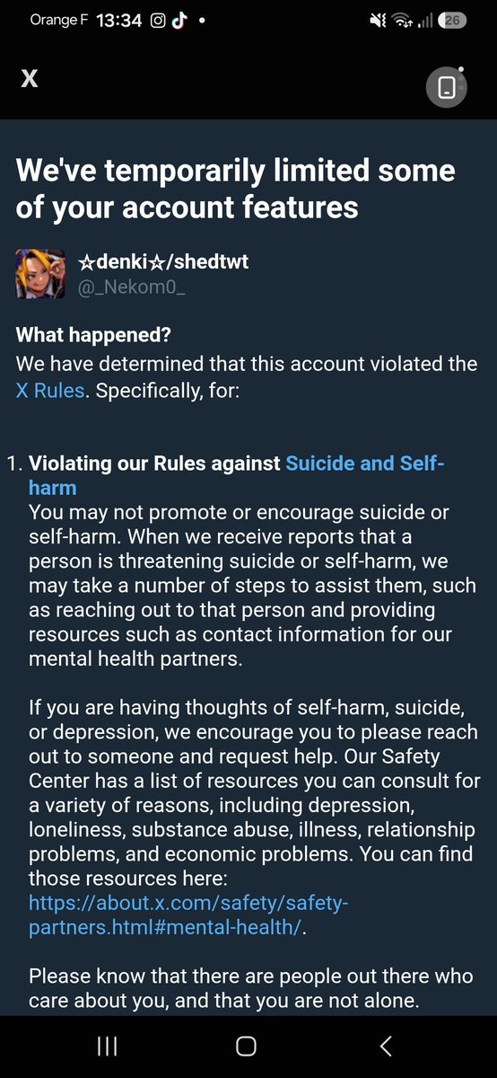 _Nekom0_'s tweet photo. Well fuck you too. I got suspended for 12 hours and had to remove one of my tweet 😞 https://t.co/JODX6L5ehC