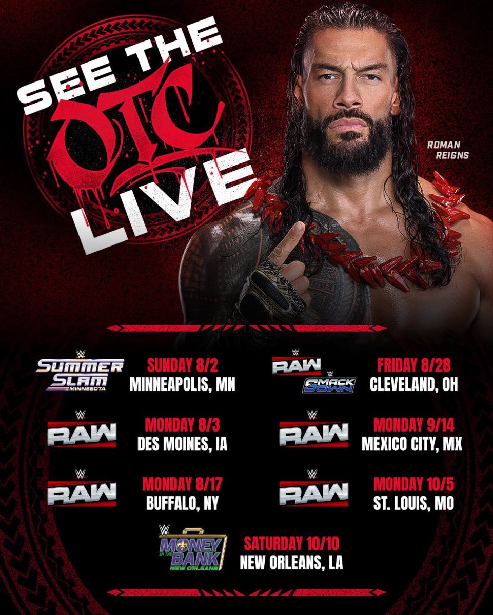 WrestleOps's tweet photo. WWE officially announces new televised appearances for Roman Reigns in the coming months. https://t.co/0DklJHUAYe