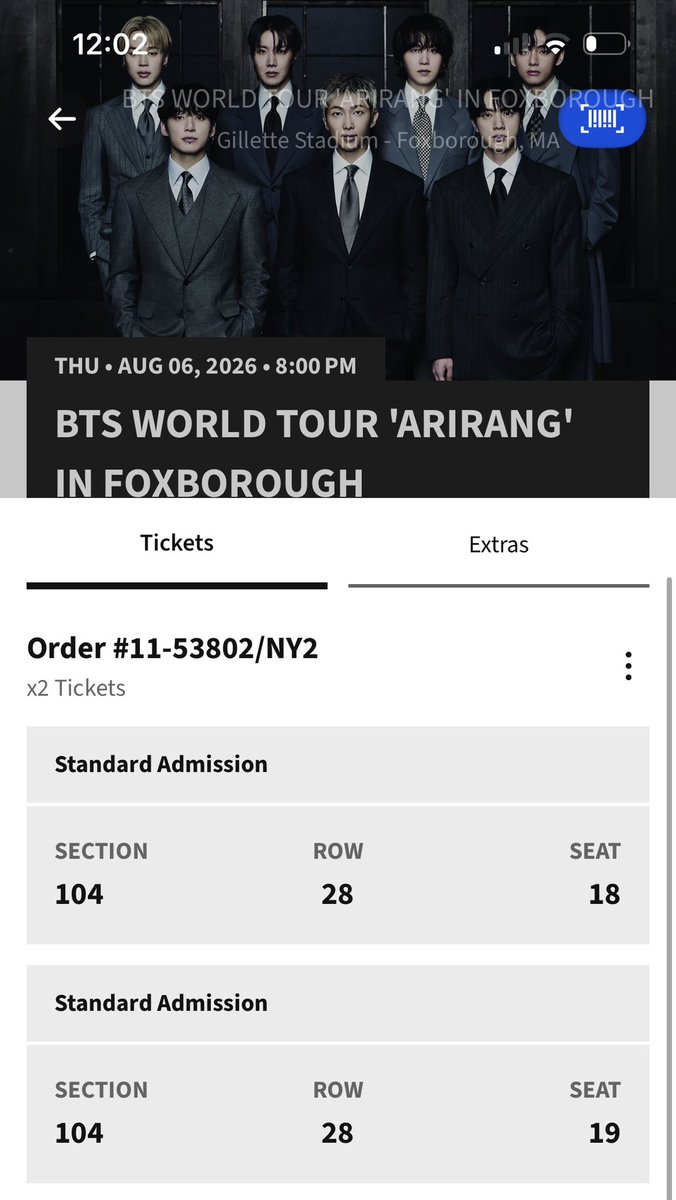 Lighting_fire92's tweet photo. Hi, I’m transferring 2 tickets for BTS concert on August 6th at Gillette Stadium-Foxborough, MA.

The price will be the same I bought for my friend and me. DM me if you are interested. Thank you!

#BTS 
#BTS_ARIRANG_USA
#BTS_ARİRANG https://t.co/6q4kScWAtu
