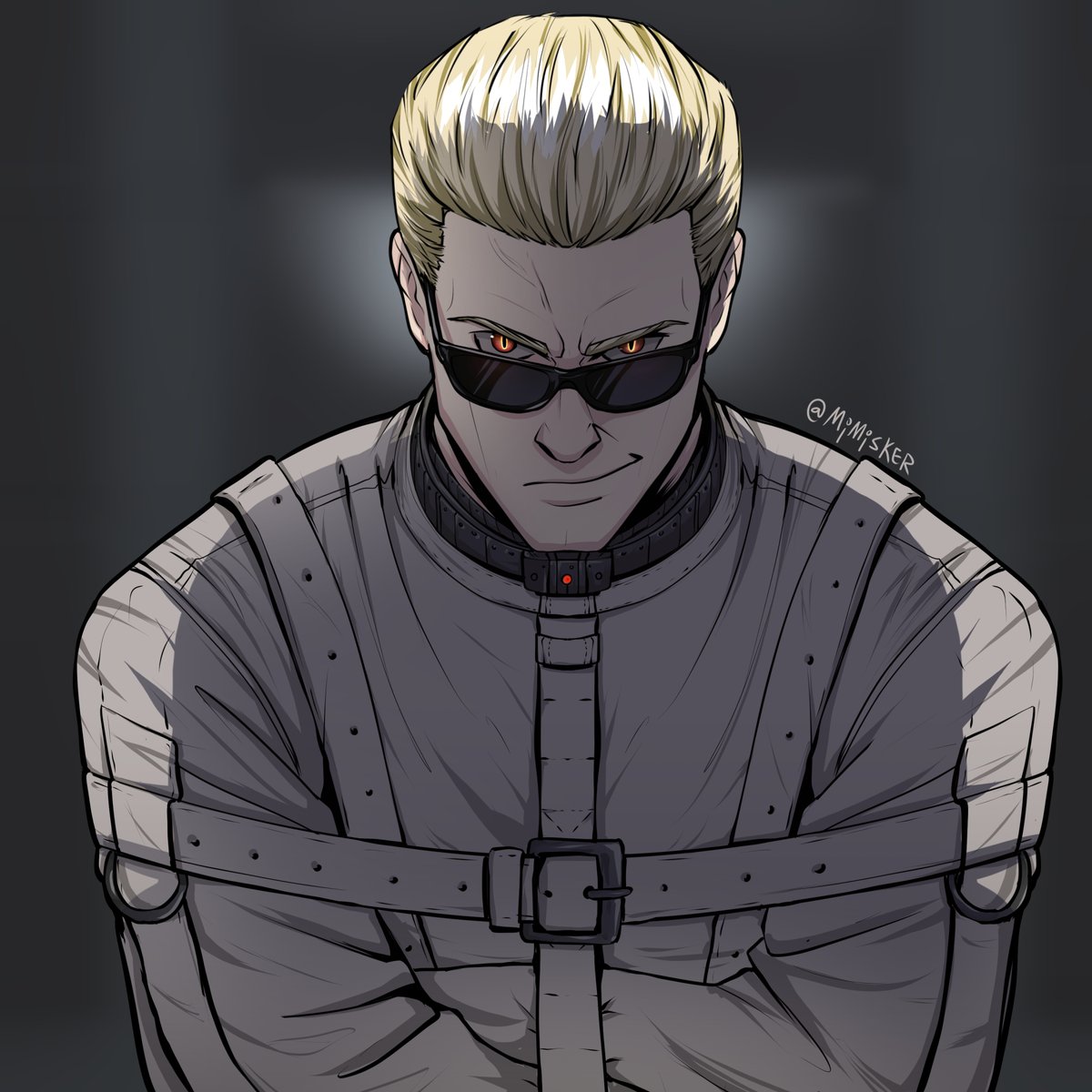 Mimisker's tweet photo. I wanted to do my version of Dr. W in a strait jacket, and I needed a pfp😭
#AlbertWesker #REBHfun #ResidentEvil https://t.co/oM7CCH6fZS