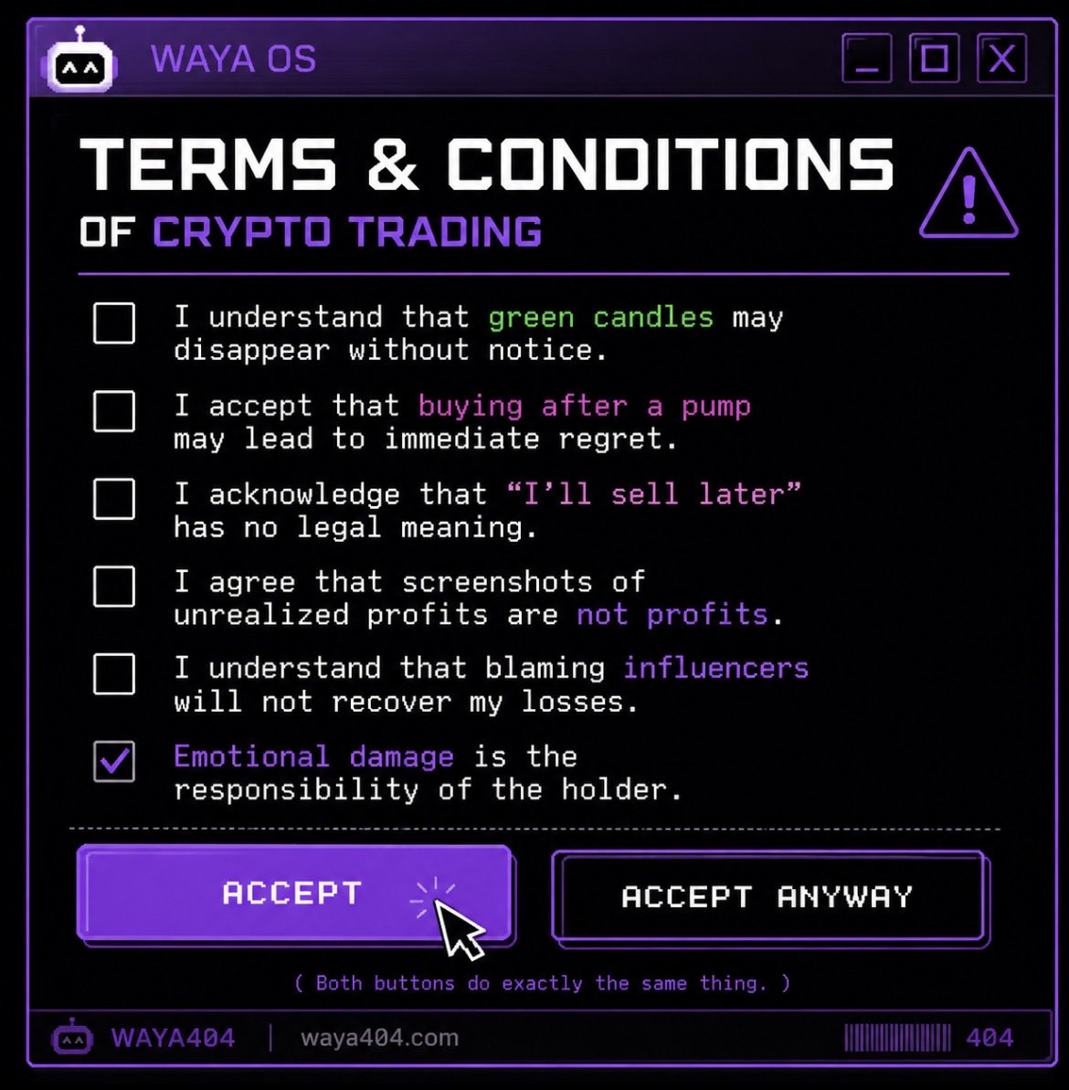 Waya404's tweet photo. Market Terms n Conditions https://t.co/y0gItDsWZP