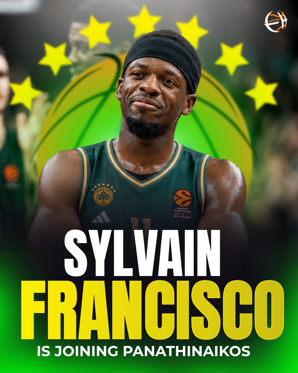 Eurohoopsnet's tweet photo. 🚨 B R E A K I N G 🚨

SYLVAIN FRANCISCO IS SIGNING WITH PANATHINAIKOS ☘️

The Greens are paying ASVEL a 450.000 buyout to acquire the French guard in one of the biggest plot twists this offseason https://t.co/dz16duhb3S