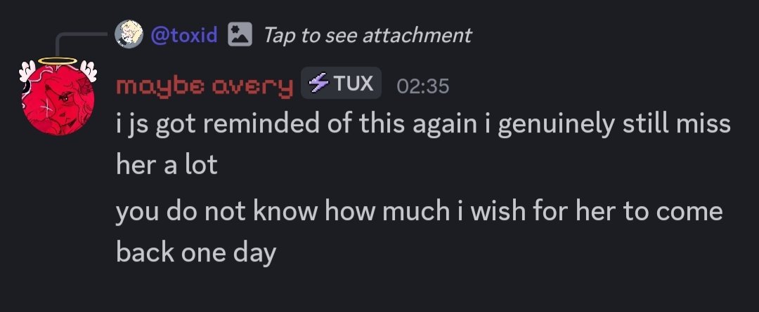 n64disk's tweet photo. little bit of context:

i used to have a partner like 3-4 months ago and she genuinely cared about me a lot unlike my other partners before she randomly disappeared (probably due to mental issues and college) and hasnt been on discord since

i hope she's okay. https://t.co/vw6R6N7qAd