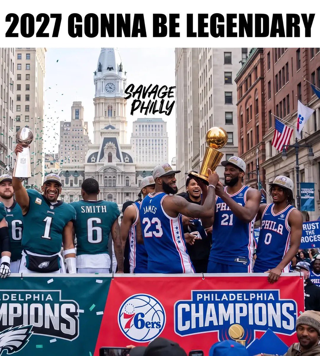 EaglesScoutRoom's tweet photo. it’s official, the Phillies season was a sacrifice For what you may ask

Philadelphia Eagles 2027–28 Super Bowl champions

Philadelphia 76ers 2027–28 NBA finals champions https://t.co/xOYFJHnu2P