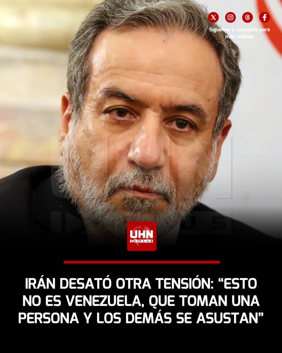 UHN_Plus's tweet photo. 🇮🇷🇻🇪‼️ | De forma inesperada, la tensión entre Irán y Venezuela se potenció. En medio del conflicto con Estados Unidos, Abbas Araghchi, canciller iraní, señaló: “Esto no es Venezuela, donde toman a una persona y todos los demás se asustan”. Por su parte, Venezuela lo consideró una “falta de respeto” y un “juicio negativo” al pueblo venezolano.