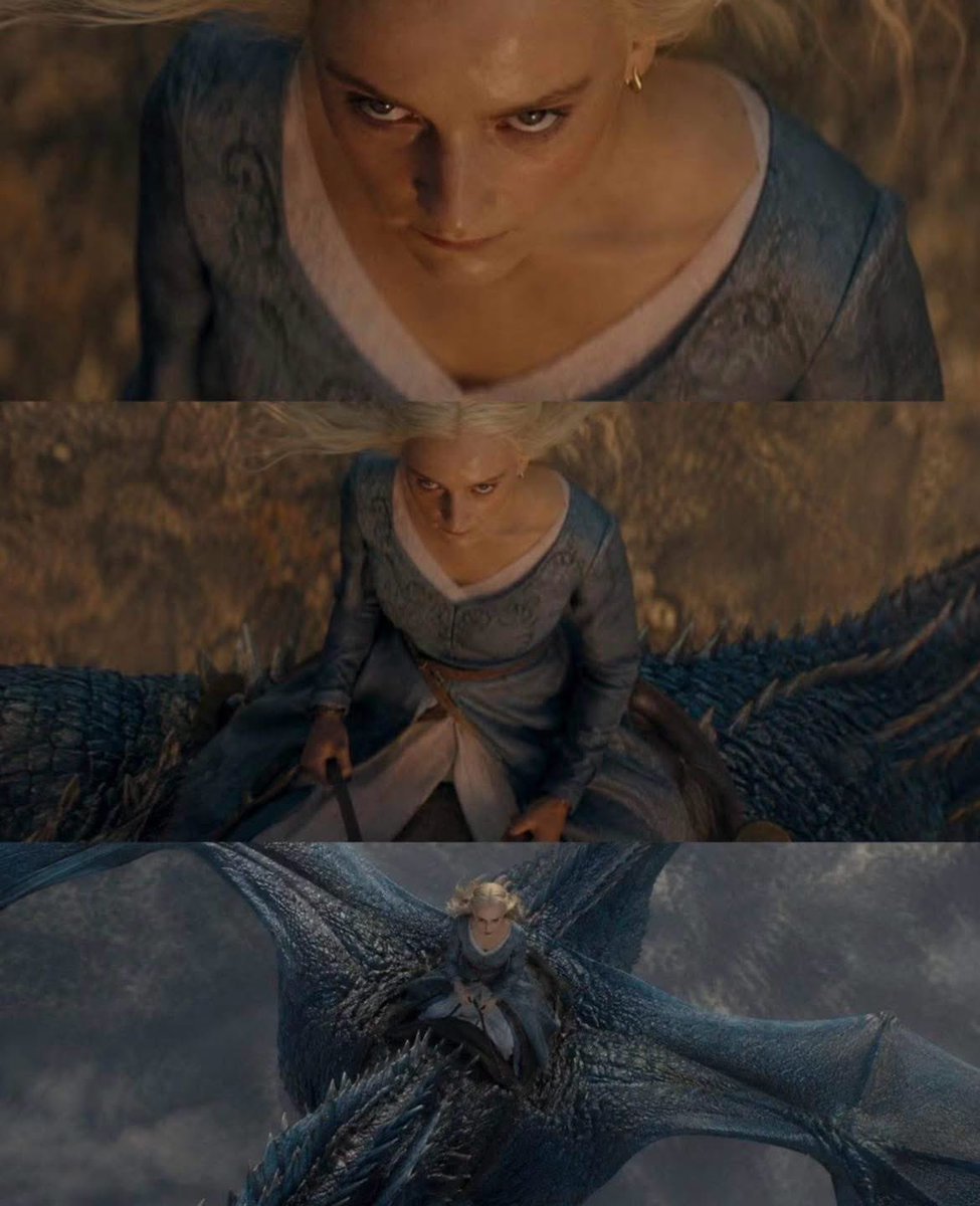 SiezerW's tweet photo. Helaena's de@th... 😭

After losing her son, Rhaenyra allows Helaena to find her dragon, Dreamfire.

In  a moment of madness, she flies the dragon and throws herself from the heights. 😭
#houseofthedragon https://t.co/srCJdEvwzi