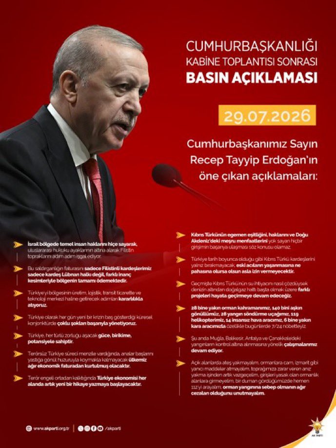 sevgili_kamuran's tweet photo. Cumhurbaşkanımız Sayın Recep Tayyip Erdoğan’ın Kabine Toplantısı sonrası öne çıkan açıklamaları. https://t.co/MrtBaFtf3p
