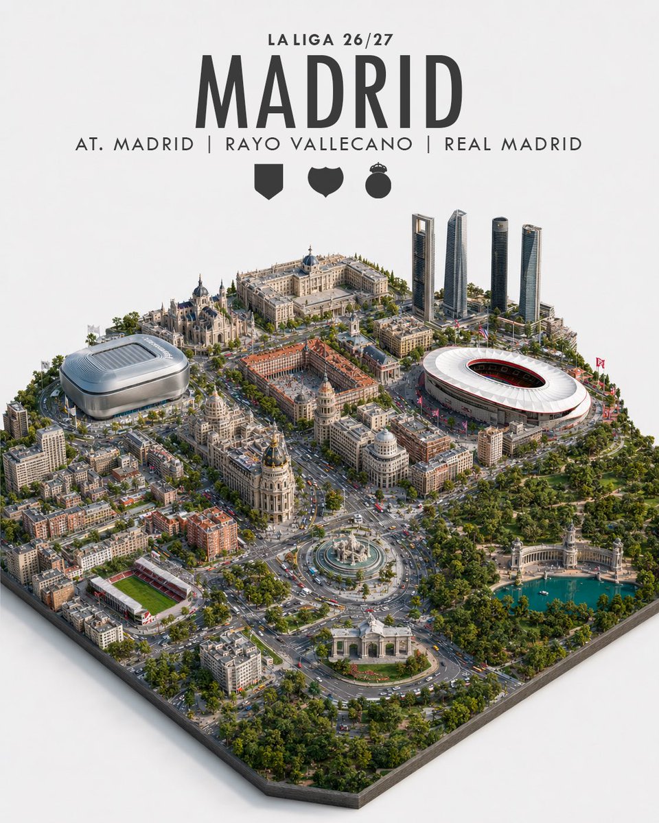 pascuvisuals's tweet photo. 𝟭𝟱 𝗰𝗶𝘁𝗶𝗲𝘀. 𝟮𝟬 𝗰𝗹𝘂𝗯𝘀. 𝗢𝗻𝗲 𝗹𝗲𝗮𝗴𝘂𝗲.

LALIGA 26/27, reimagined through its cities, stadiums and most iconic landmarks. 🏟️🏙️

Madrid, A Coruña, Vigo, and Pamplona.

𝗪𝗵𝗶𝗰𝗵 𝗼𝗻𝗲 𝗶𝘀 𝘆𝗼𝘂𝗿 𝗳𝗮𝘃𝗼𝘂𝗿𝗶𝘁𝗲?

#LaLiga #LaLigaEASports #pascuvisuals https://t.co/gaoh1VAIVI
