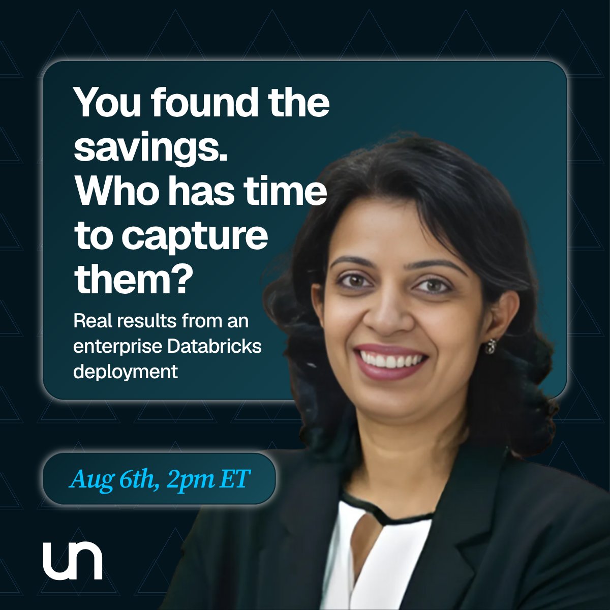 unraveldata's tweet photo. You found the Databricks savings. Capturing them is the hard part. On August 6th: how one enterprise moved from a growing recommendation backlog to autonomous optimization, guardrails included.

Register: https://t.co/Am8yLpIjdY 

#FinOps https://t.co/MiQsxvyQDU
