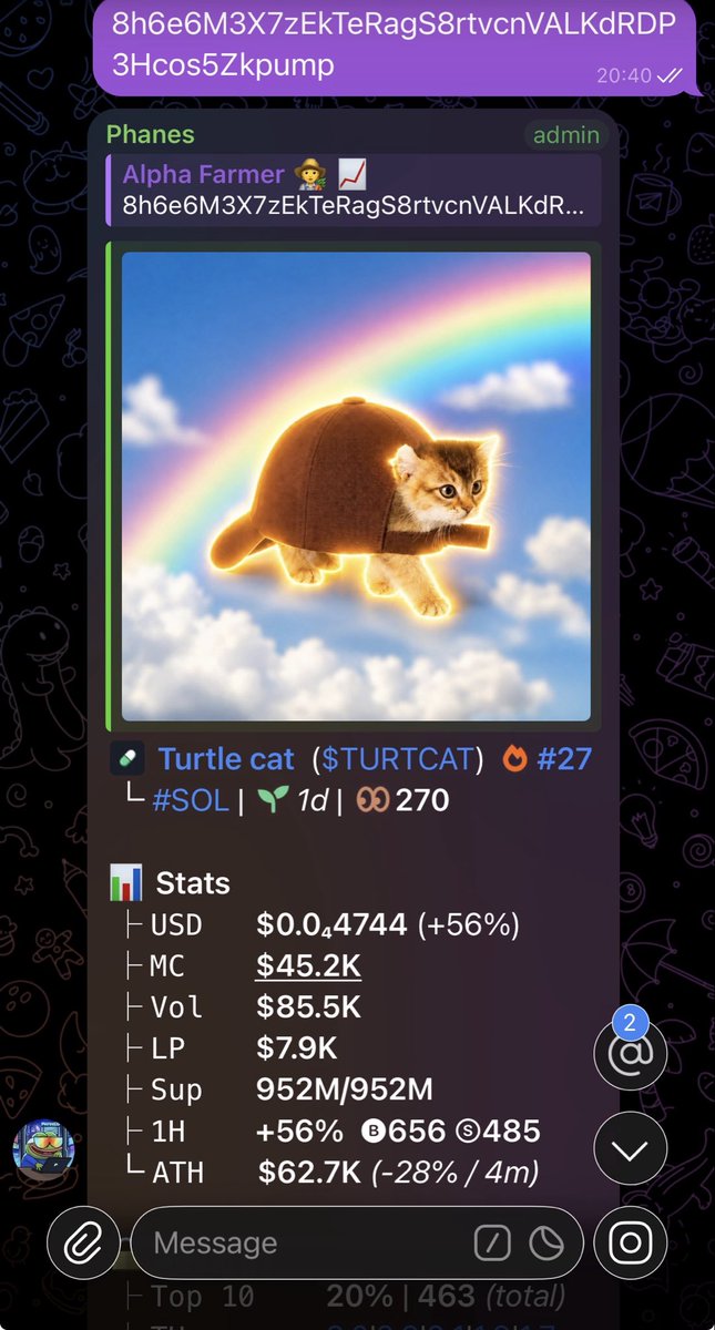 Alpha_farmer1's tweet photo. 3.2x on $TURTCAT
LFG🚀

Dm for early entry 💸💸💸💸💸💸💸
💸💸💸💸

8h6e6M3X7zEkTeRagS8rtvcnVALKdRDP3Hcos5Zkpump https://t.co/T0O1xZdIm5