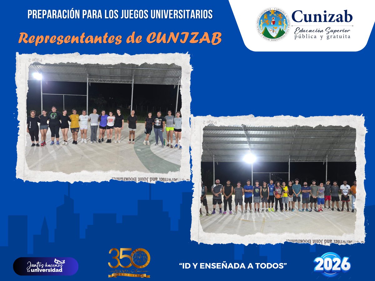 Cunizab2's tweet photo. CUNIZAB informa que el día 28 de julio de 2026, fue el último fogueo de los seleccionados que nos representarán en los Juegos Regionales Universitarios. Se agradece a las personas involucradas que han apoyado a los equipos femenino y masculino. 

"Id y enseñad a todos" https://t.co/Dgjijko9oV