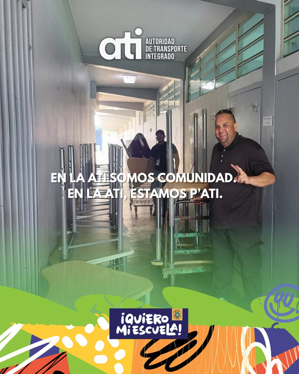 ATIDTOP's tweet photo. La Autoridad de Transporte Integrado (ATI) continúa reafirmando su compromiso con el proyecto “Yo Quiero Mi Escuela”, una iniciativa dirigida a apoyar la preparación de los espacios escolares de cara al nuevo año académico.

En ATI somos comunidad.
En ATI, estamos p’ATI. https://t.co/PJMS3IJBjM