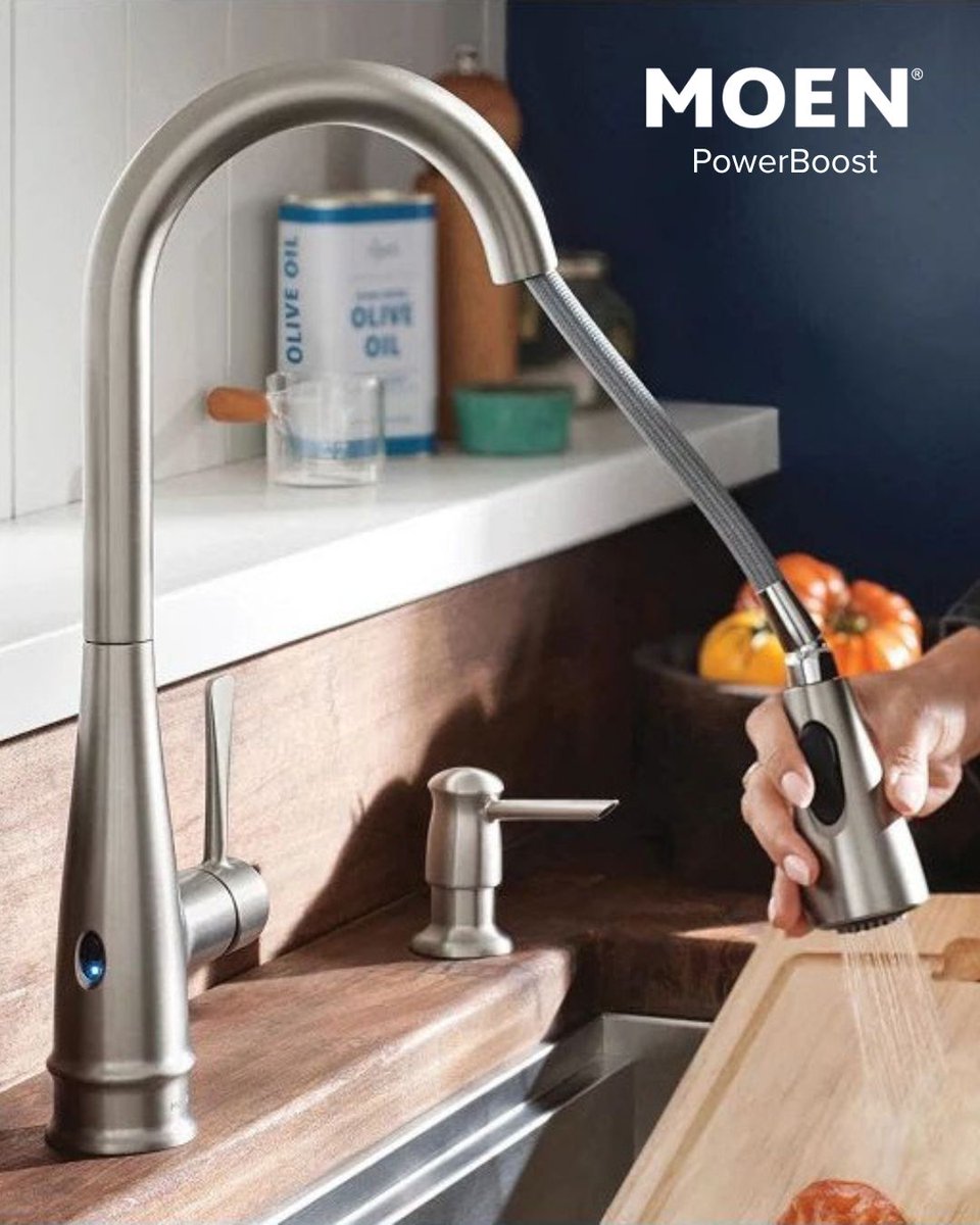 showroomatrube's tweet photo. Turn up the power in your kitchen. 💧 Moen's PowerBoost® technology delivers a faster clean and faster fill, helping you tackle everyday kitchen tasks with ease. #Moen #PowerBoost #KitchenUpgrade https://t.co/foATvzkkQW