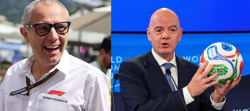 MV33Racing's tweet photo. Domenicali and Infantino, two clowns ruining Formula 1 and football. https://t.co/TqX43PZARA
