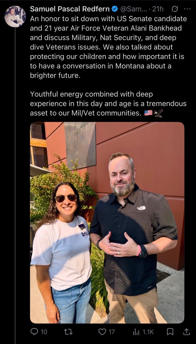 AlaniOTR's tweet photo. New post: Alani strikes up new friendship with right-wing MAGA influencer https://t.co/rZVty2QjJX #mtpol #mtsen #mtnews @MTDems https://t.co/vUGur7RYfD