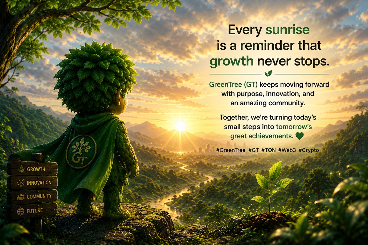 Green_Tree_coin's tweet photo. 🌱 Every sunrise is a reminder that growth never stops.

GreenTree (GT) keeps moving forward with purpose, innovation, and an amazing community.

Together, we're turning today's small steps into tomorrow's great achievements. 💚✨

#GreenTree #GT #TON #Web3 #Crypto https://t.co/GEI53T0Nu5