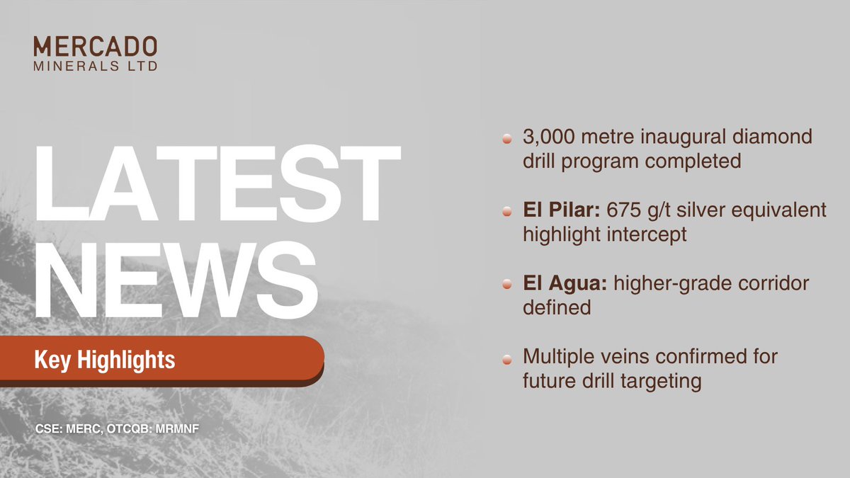 MercadoMinerals's tweet photo. With the inaugural diamond drill program at Copalito complete, the company has generated new data across multiple vein systems and defined areas for follow-up exploration. 
 
Learn more: https://t.co/0Krt4VF4JN  
 
$MERC.C $MRMNF https://t.co/CHPFTuFAcA