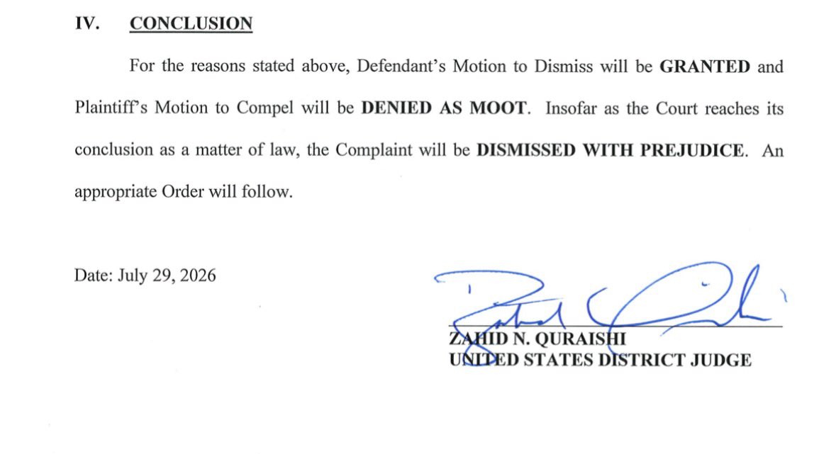 kyledcheney's tweet photo. JUST IN: A judge in New Jersey just became the latest to reject DOJ’s demand for state voter rolls. He acknowledges the latest flap over noncitizen registrants but says it’s not relevant to this particular legal dispute. https://t.co/80A8zyGta7 https://t.co/lFAU9CoH0e