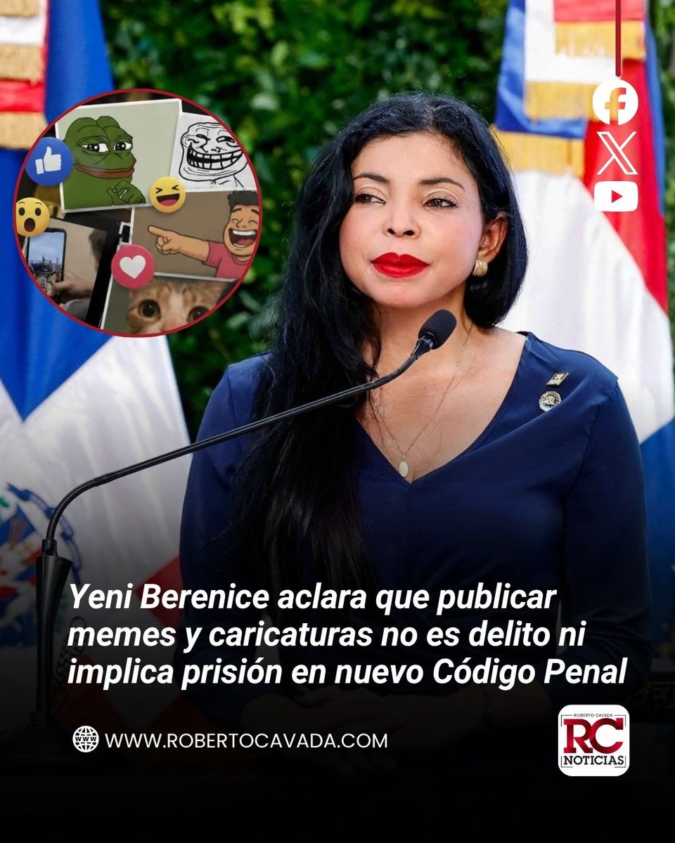 rcavada's tweet photo. Yeni Berenice aclara: crear o publicar memes y caricaturas no es delito ni implica prisión bajo el nuevo Código Penal

https://t.co/bcwmb7z3bv https://t.co/q7ouXlg3hh