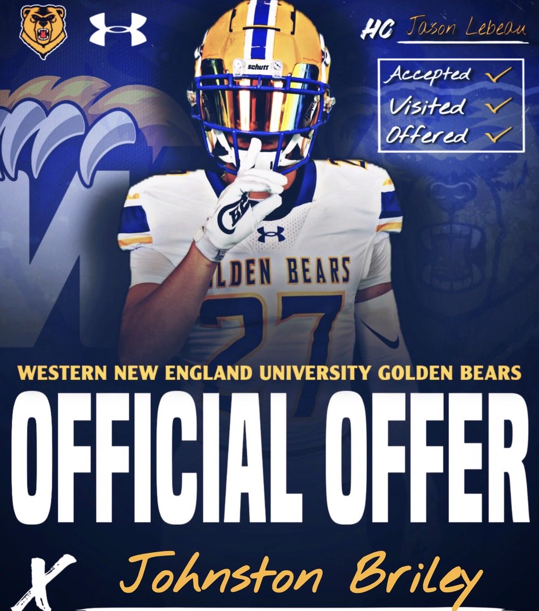 Johnstoniscool's tweet photo. After a great conversation with @Coach_Lebeau I’m incredibly excited to announce that I have EARNED my second official offer from the University of Western New England.
@Coach_IT1 @CoachTaylor_lb @_CoachSalera @robhulse_7 @seenandresults #HAUSmade https://t.co/yZj31h7iTy