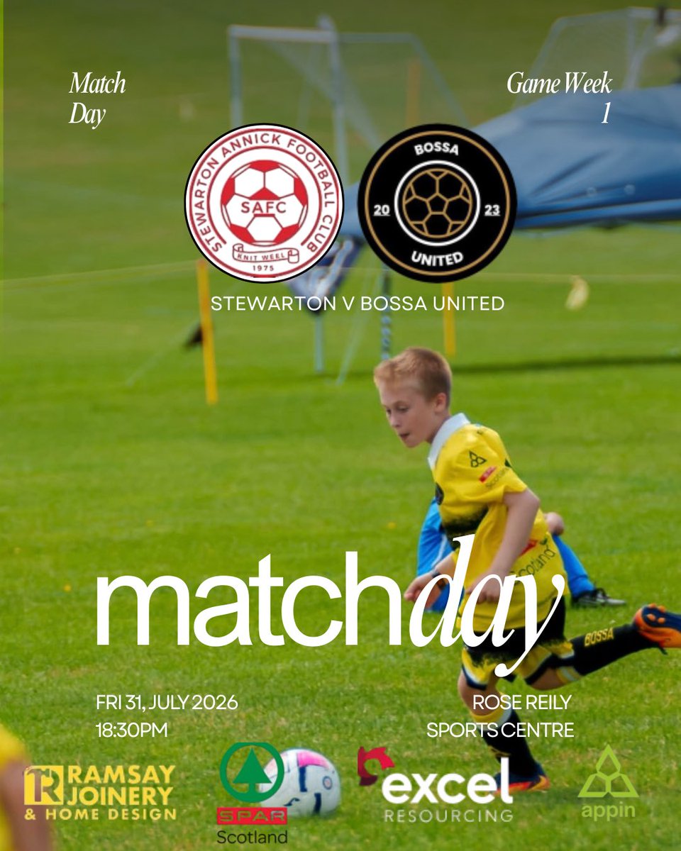 BossaUnited's tweet photo. All action weekend in store for the boys this week 😮‍💨

Friday the Whites play Stewarton, kicking off their 9s campaign under the lights 🔦

Saturday the Yellows have tough test that is Kilwinning Rangers 2015 🤝

Lastly the Blacks are up in Renfrewshire to play Linwood Rangers ⚽️ https://t.co/ZZLns3X1yR
