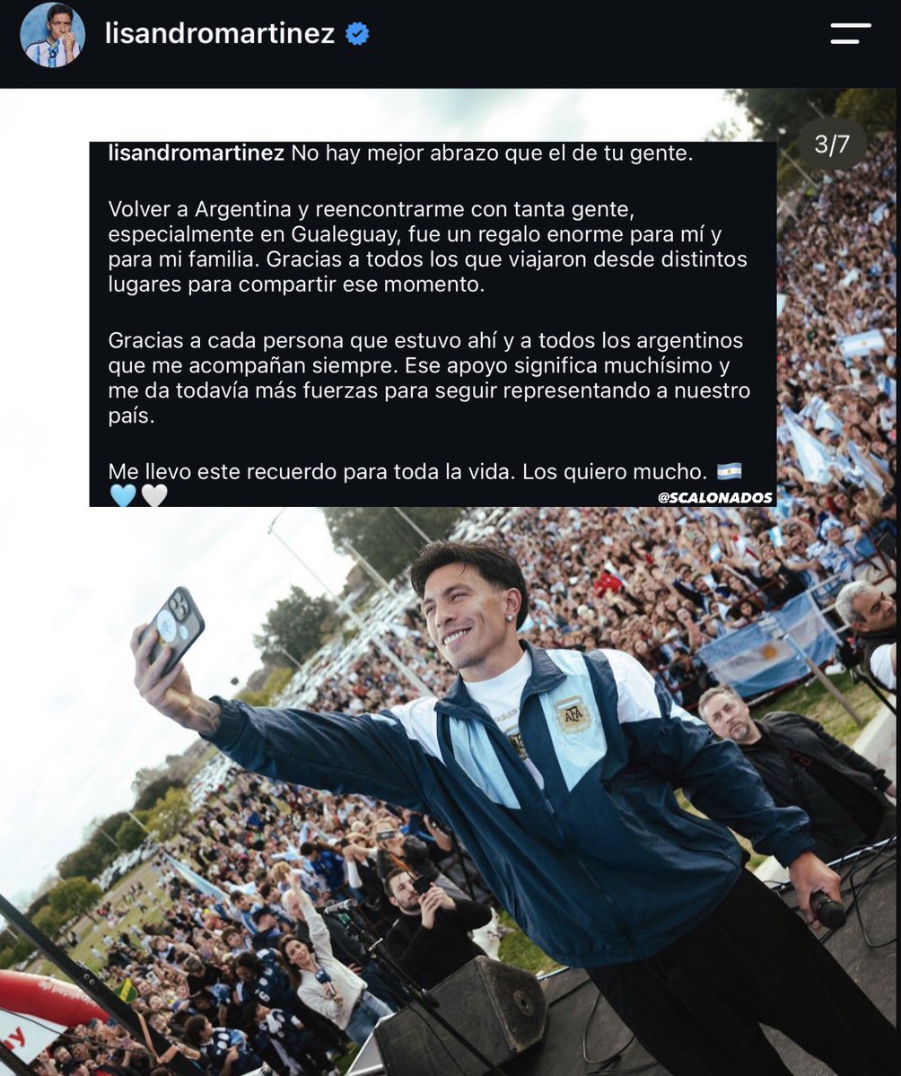 Scalonados's tweet photo. “No hay mejor abrazo que el de tu gente. Gracias a cada persona que estuvo ahí y a todos los argentinos que me acompañan siempre. Ese apoyo significa muchísimo y me da más fuerzas para seguir representando a nuestro país. Los quiero mucho”

La publicación del Licha 🇦🇷 https://t.co/G2OOtWCeP0